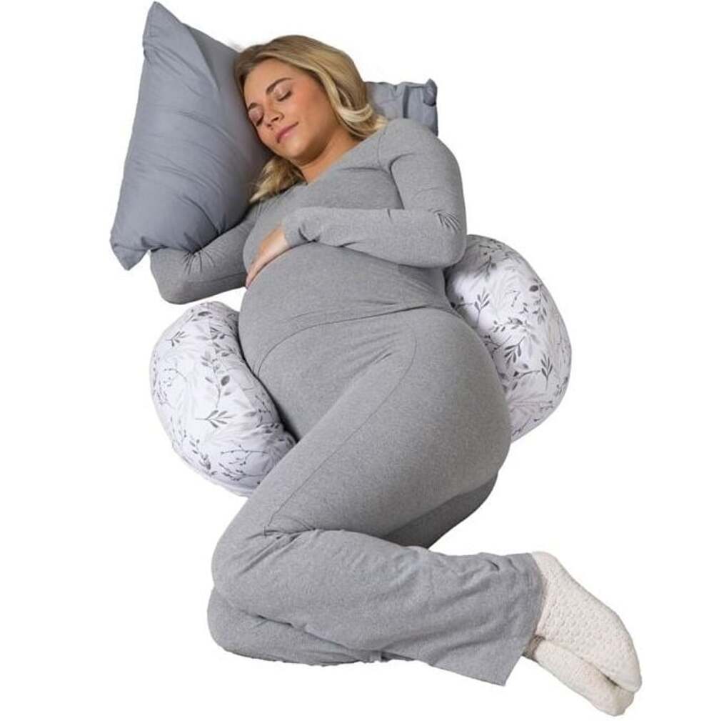 Boppy Side Sleeper Pregnancy Pillow Gray Falling Leaves